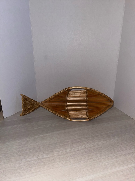 None Other - Vintage Large Fish Shaped Decorative, Bread Basket Wall Décor, Bohemian Retro